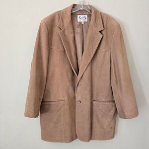 SCULLY Mens Tan Suede Blazer Jacket Genuine Leather Sz Large Button Down Western